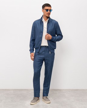 Enrico Mandelli Синя куртка з вовни, шовку та льону 3T501A5315