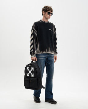 Off-White Сині джинси з ефектом потертості з принтом Diag 44XYA195S26D002