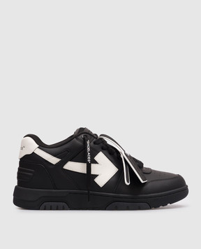 Off-White Черные кожаные кроссовки Out Of Office с логотипом OMIA189C99LEA019