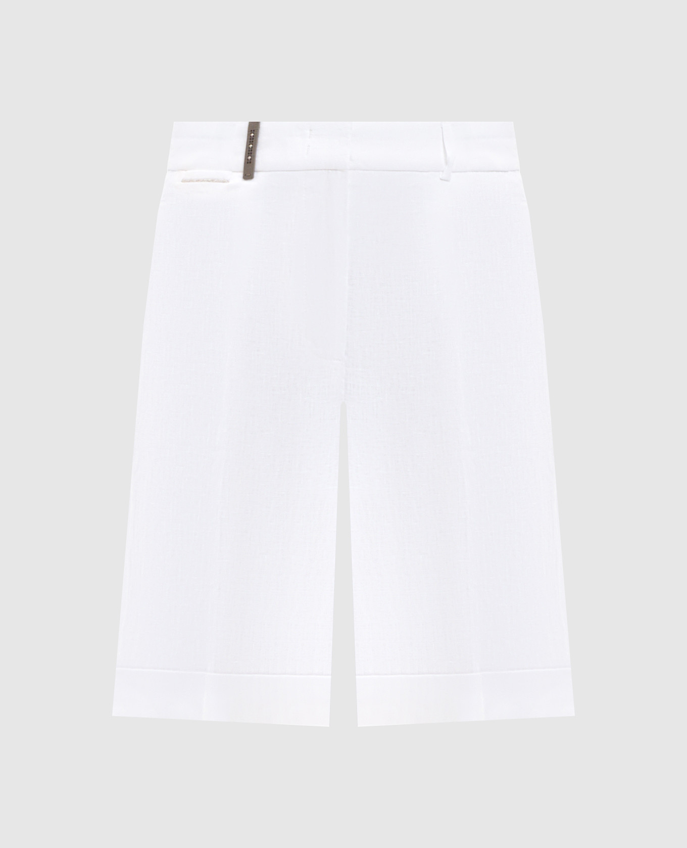 Белые шорты из льна с отворотами