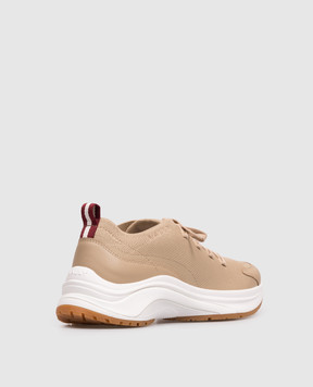 Bally Бежевые комбинированные кроссовки с логотипом WK00DYTE041