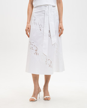 Twinset Біла спідниця міді з вишивкою 261TT2030