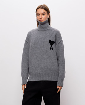 Ami Paris Серый свитер из шерсти UKS839018