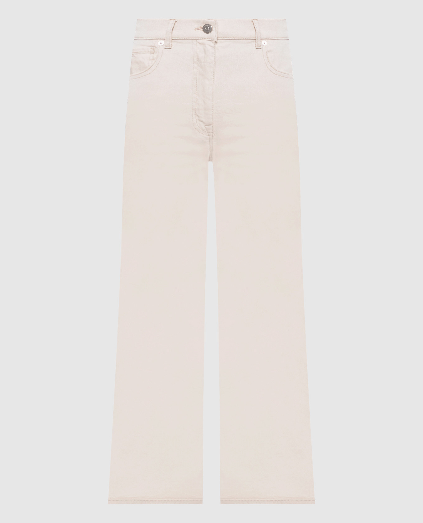 Джинсы цвета айвори с льном