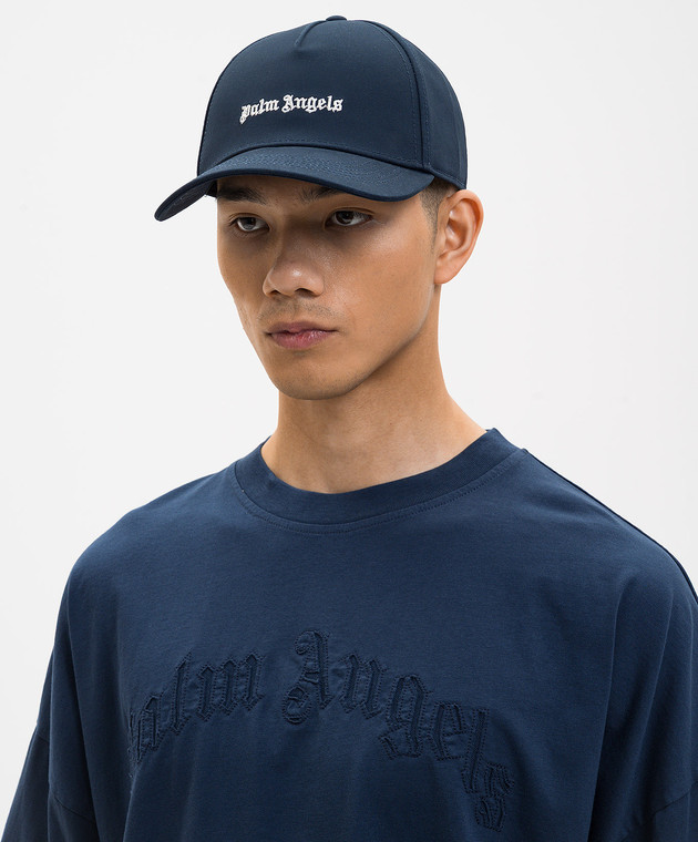 Palm Angels Синяя кепка с вышивкой логотипа PMLB104S26FAB004 изображение 2