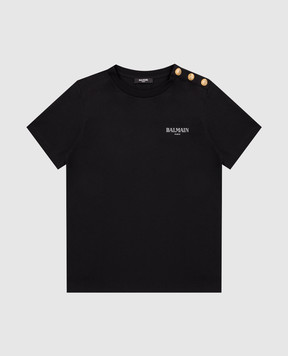 Balmain Дитяча чорна футболка з принтом логотипа BY8Q21Z36721214