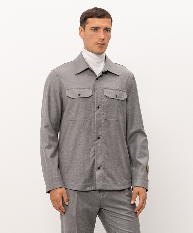 Cashmere&Whiskey Сіра сорочка з вовни та кашеміру 07687R0776 зображення 3