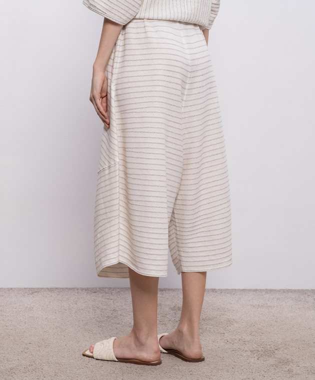 BOBOUTIC Кюлоти кольору айворі із шовку та льону 5024 зображення 4