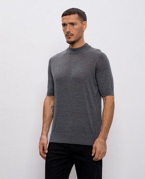 Brunello Cucinelli Сіра футболка з шовком MNB805404