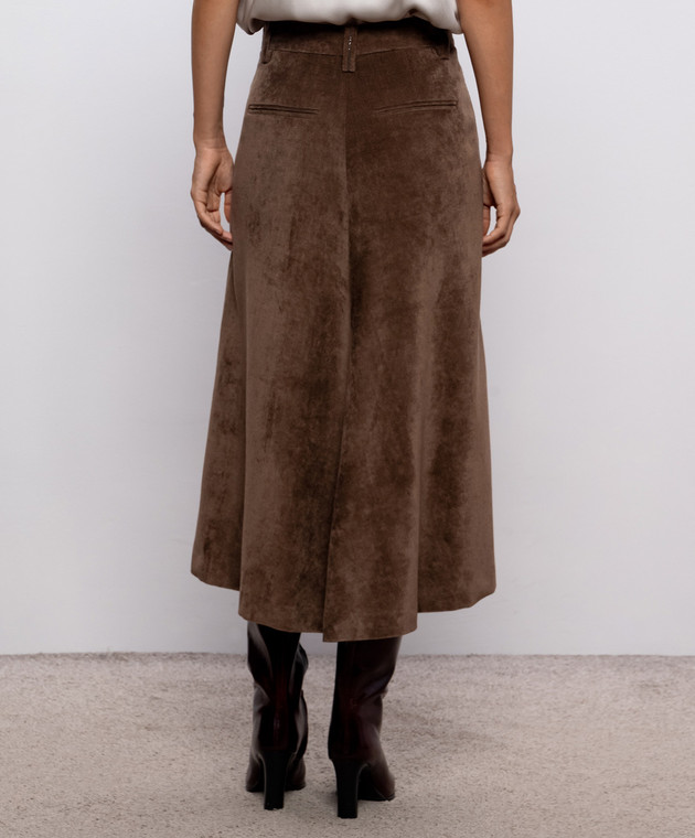 Brunello Cucinelli Коричнева вельветова спідниця MP547G4099 зображення 4