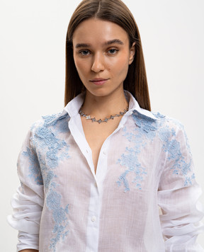 Darkai Сріблясте кольє Gothic Clover з білим золотом DICO0088