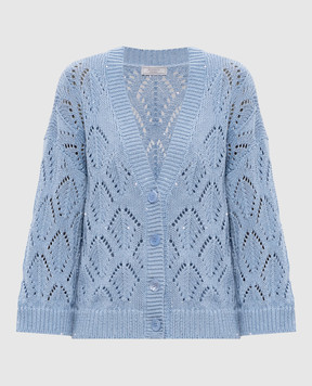 Peserico Блакитний ажурний кардиган з паєтками A99055F0309110