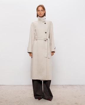 Brunello Cucinelli Бежеве двобортне пальто з кашеміру MD5039763