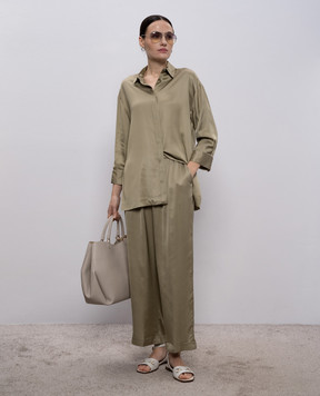 Peserico Штани кольору хакі з відворотами A0403606638