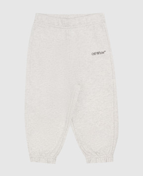 Off-White Дитячі сірі меланжеві джогери з принтом логотипа 44BXD001F26F002