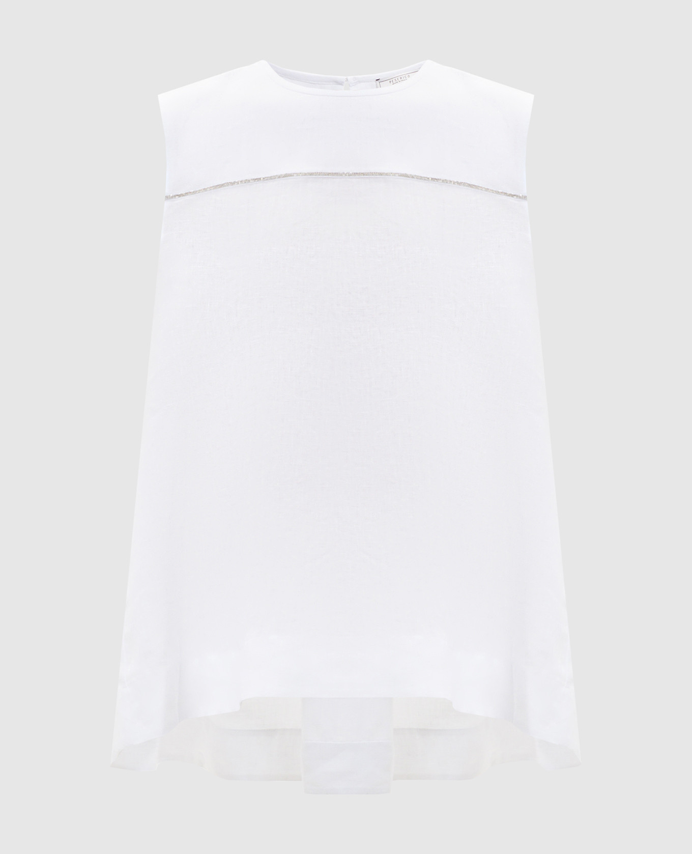 Білий топ з льону з ланцюжком моніль