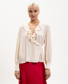 Twinset Блуза кольору айворі з рюшами 261TP2073
