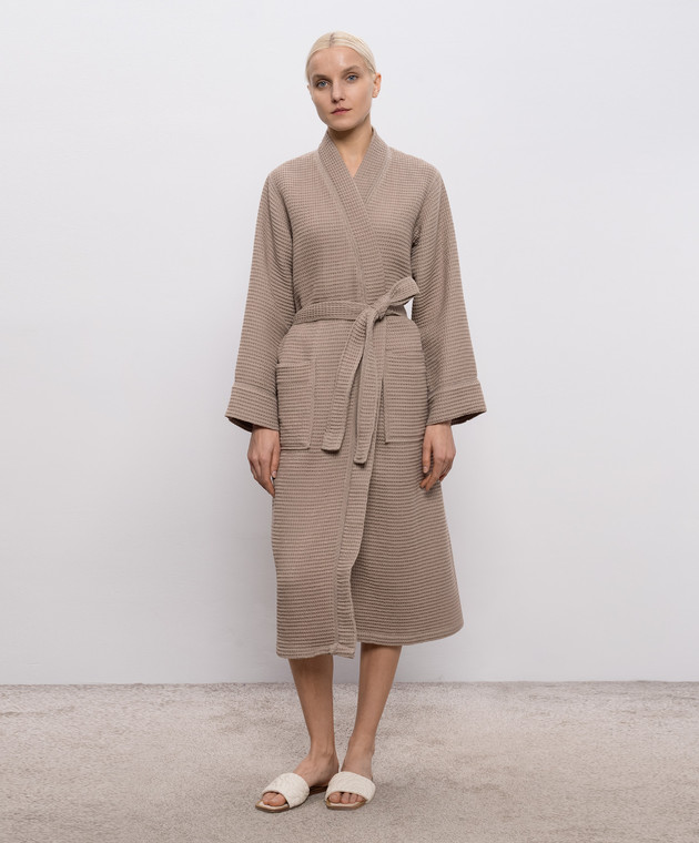 L'Appartement Коричневый вафельный халат MIAWAFFLEBATHROBE изображение 2