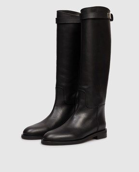 Babe Pay Pls Чорні шкіряні чоботи з логотипом 510152KO