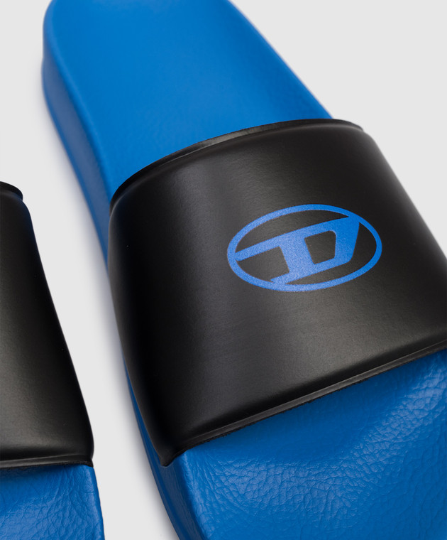 Diesel Дитячі чорні слайдери з принтом емблеми BC1082KF0203640 зображення 5