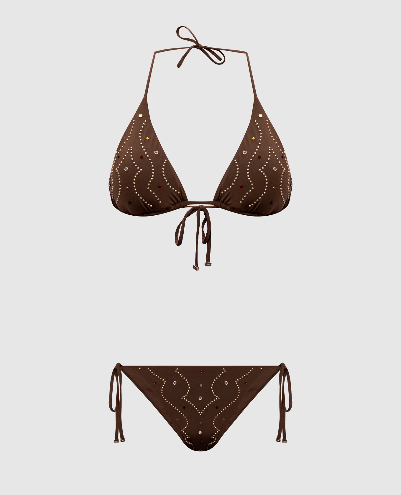 

Коралловый купальник с кристаллами, Коричневый, Раздельные купальники
