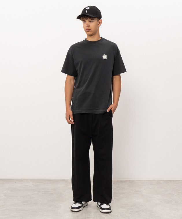 Palm Angels Черная футболка с брендированной нашивкой PAMAA001JR010 изображение 2