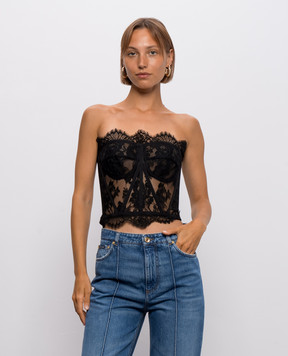 Dolce&Gabbana Черный корсетный топ-бюстье из кружева F72X4THLMQJ