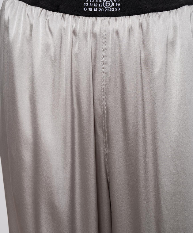 Maison Margiela MM6 Серые брюки с шелком в пижамном стиле MJH220050 изображение 5