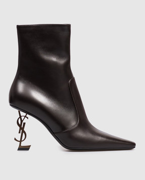 Saint Laurent Коричневые кожаные ботильоны OPYUM A0027UAAGXG