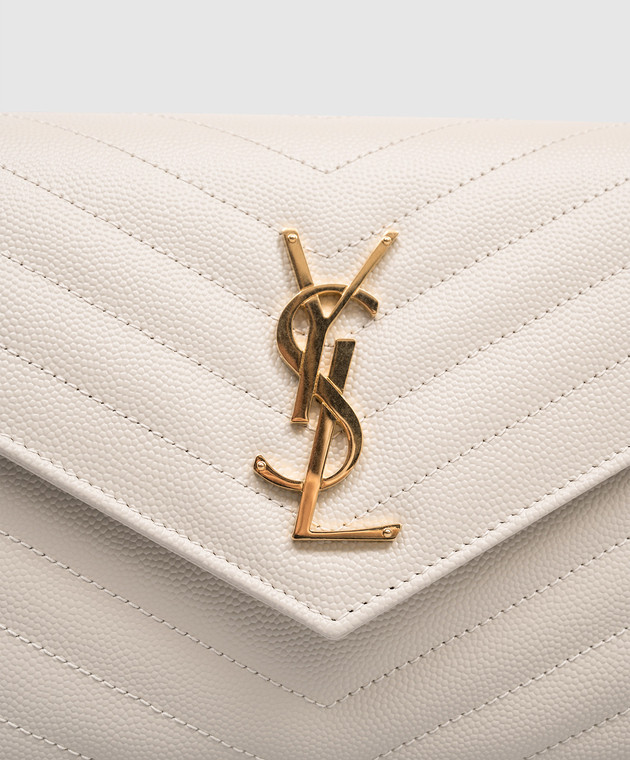 Saint Laurent Шкіряний клатч кольору айворі з емблемою Cassandre 377828BOW01 зображення 4