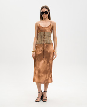 Masnada Коричневий корсет з льону у візерунок 8014