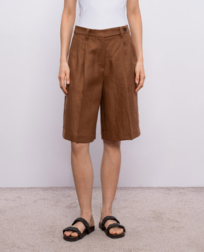 Brunello Cucinelli Коричневые бермуды из льна MH527P9183