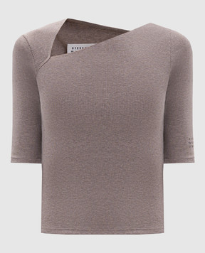 Maison Margiela MM6 Бежевый топ с шерстью в рубчик S52NC0361M20122