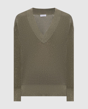 Brunello Cucinelli Зеленый пуловер с люексом MST263312