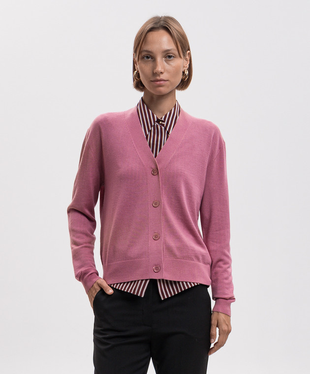 Max Mara Weekend Рожевий кардиган TORRE з вовни, шовку та кашеміру WKDTORRE зображення 3