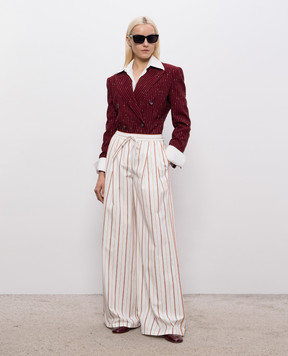 Dolce&Gabbana Бордовый двубортный жакет Taormina в полоску F29WPTFBMFW