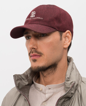 Brunello Cucinelli Бордовая кепка из льна и шерсти MZ4089850