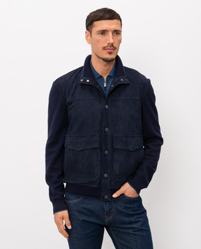 Canali Синя комбінована куртка LE00298O70491