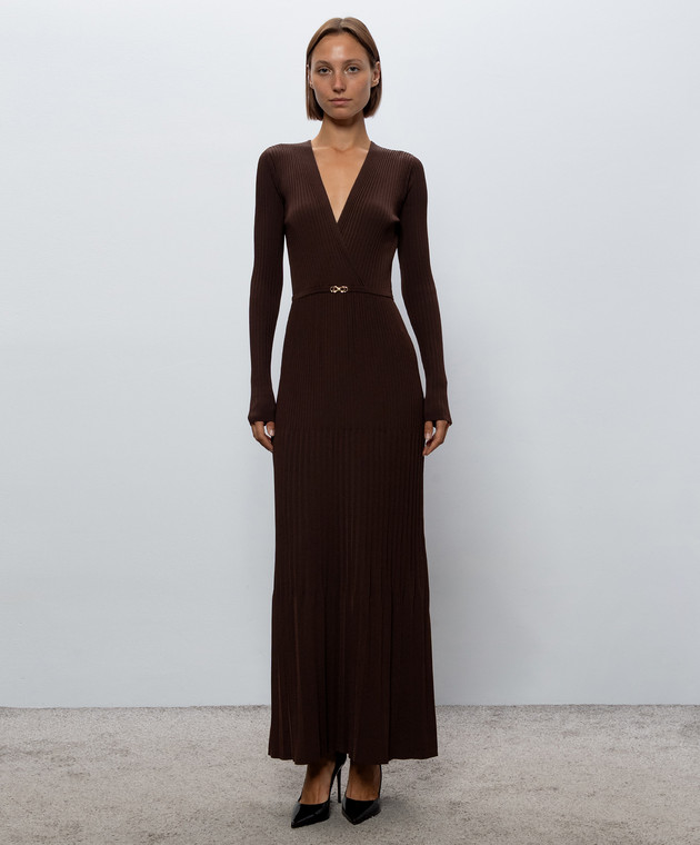Twinset Коричневое платье с плиссированием 262TT3450 изображение 3
