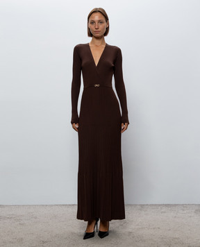 Twinset Коричневое платье с плиссированием 262TT3450