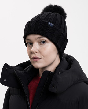 Woolrich Черная шапка из шерсти с помпоном CFWWAC0163FBUF0428