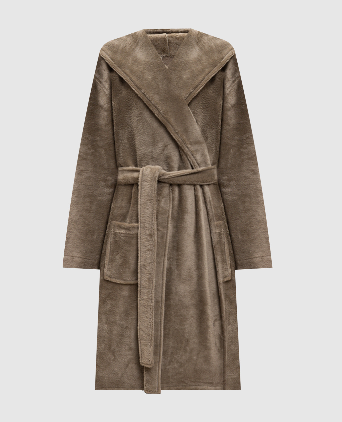 Коричневый махровый халат с капюшоном