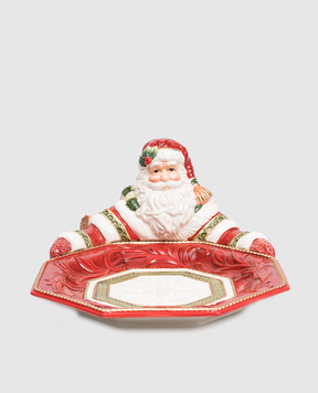 Fitz&Floyd Червона керамічна сервірувальна тарілка Telluride Santa 24007
