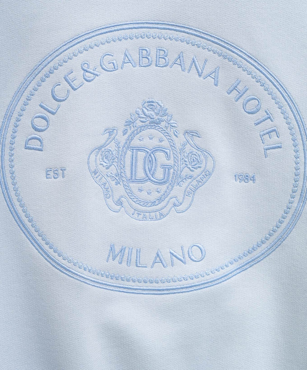 Dolce&Gabbana Блакитний світшот з вишивкою F9Q92ZGDDMO зображення 5