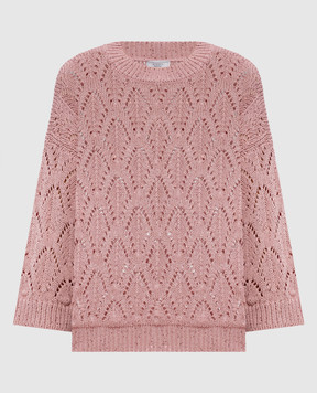Peserico Розовый ажурный джемпер с пайетками A99054F0309110