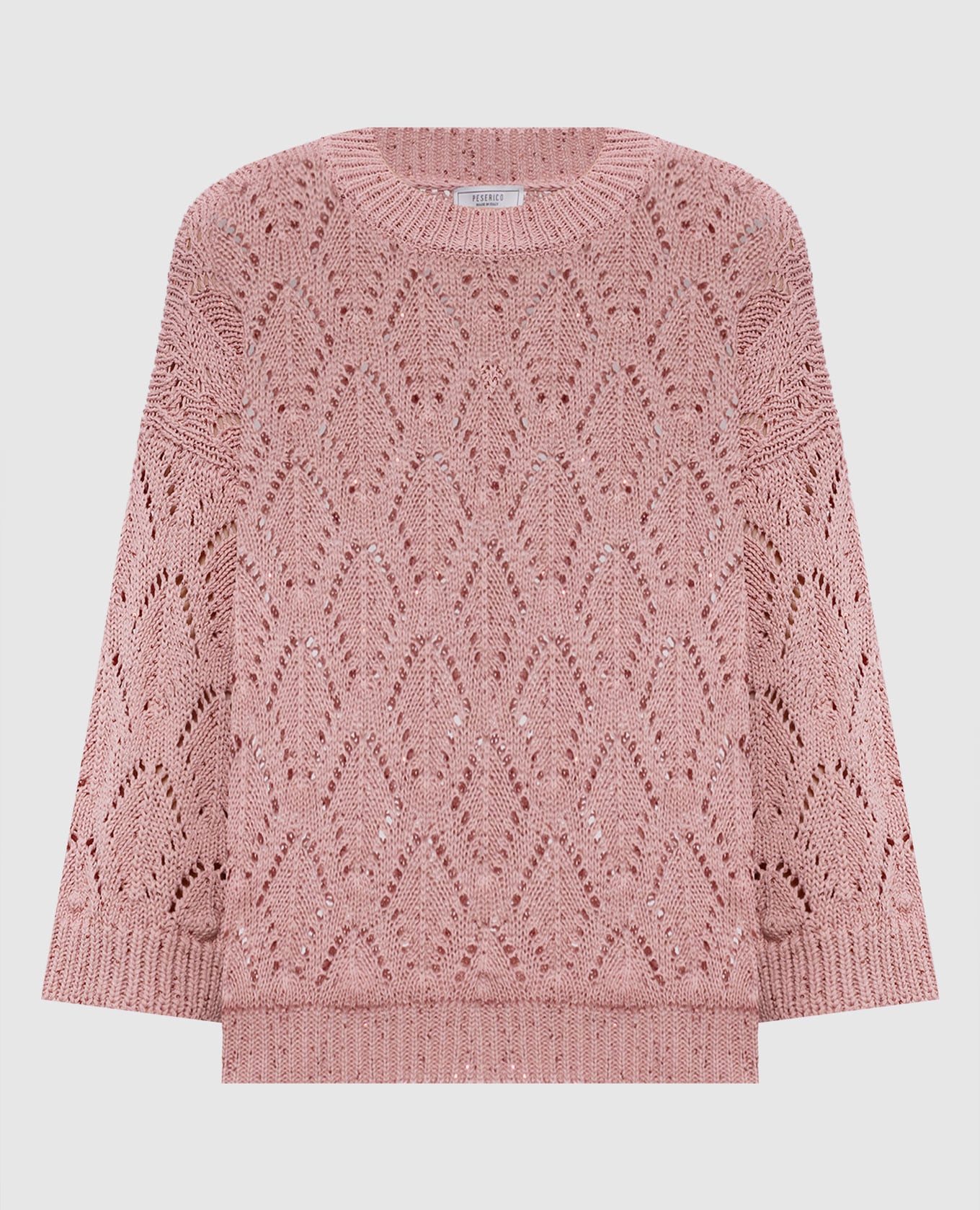 Розовый ажурный джемпер с пайетками