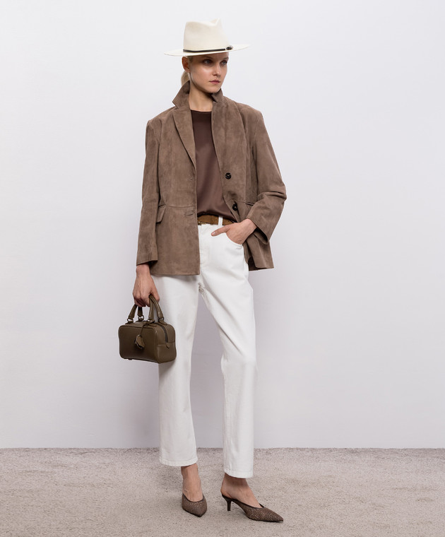 Brunello Cucinelli Коричнева блуза із шовку M0C59DZ310 зображення 2