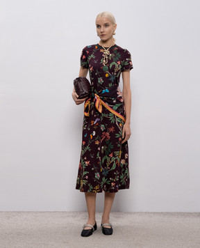 La DoubleJ Бордова сукня міді в принт DRE0247JER002ZOF02