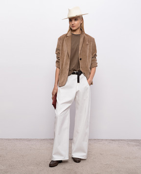 Brunello Cucinelli Коричневая футболка с эффектом наложения слоев MPT18BD200