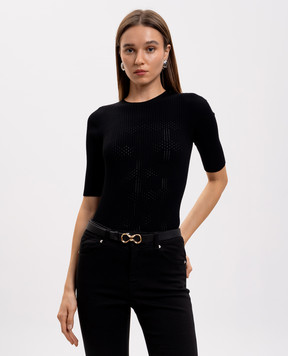 Twinset Чорний шкіряний ремінь 261TA4440